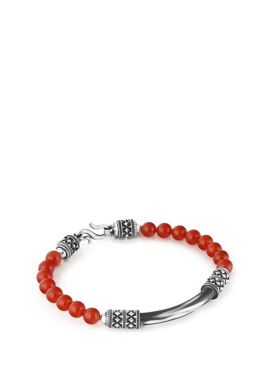 Men’s Bjorn Pipe Bridge Gem Stone Silver Bracelet 1