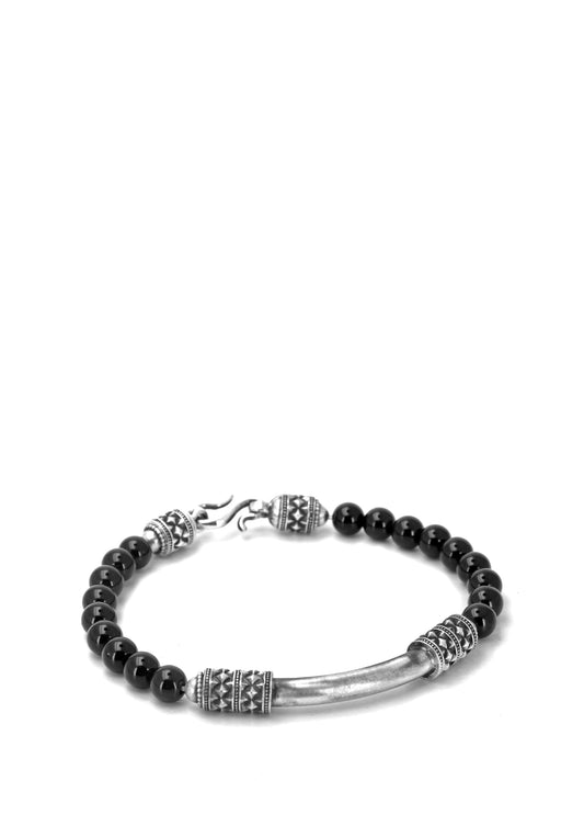 Men’s Bjorn Pipe Bridge Gem Stone Silver Bracelet 1