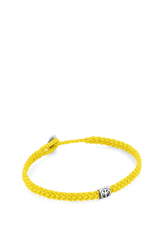 Men’s Peace Braided Wax Silver Bracelet 13