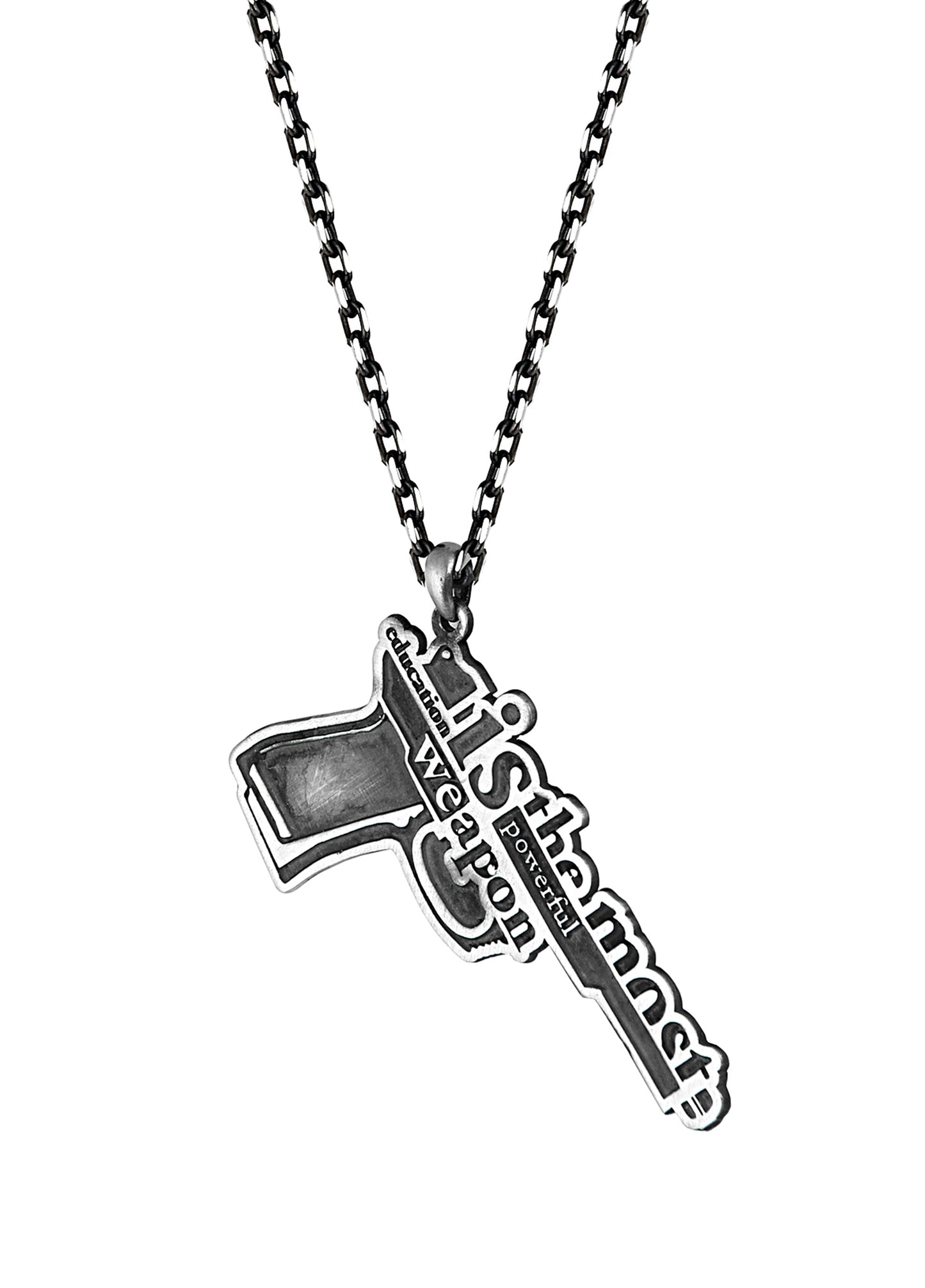 Men’s Education Power Silver Necklace