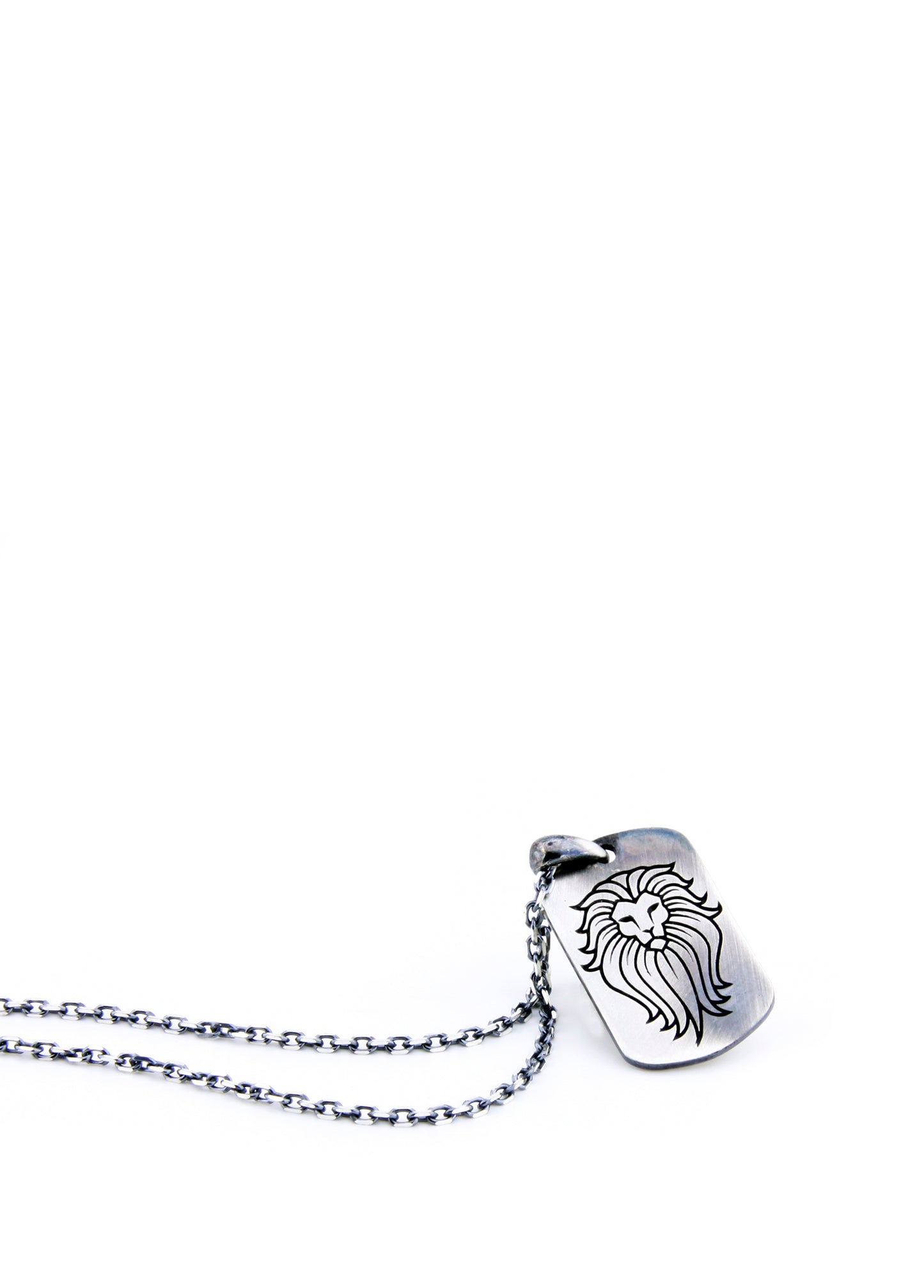 Men’s Lion Head Rct Silver Necklace