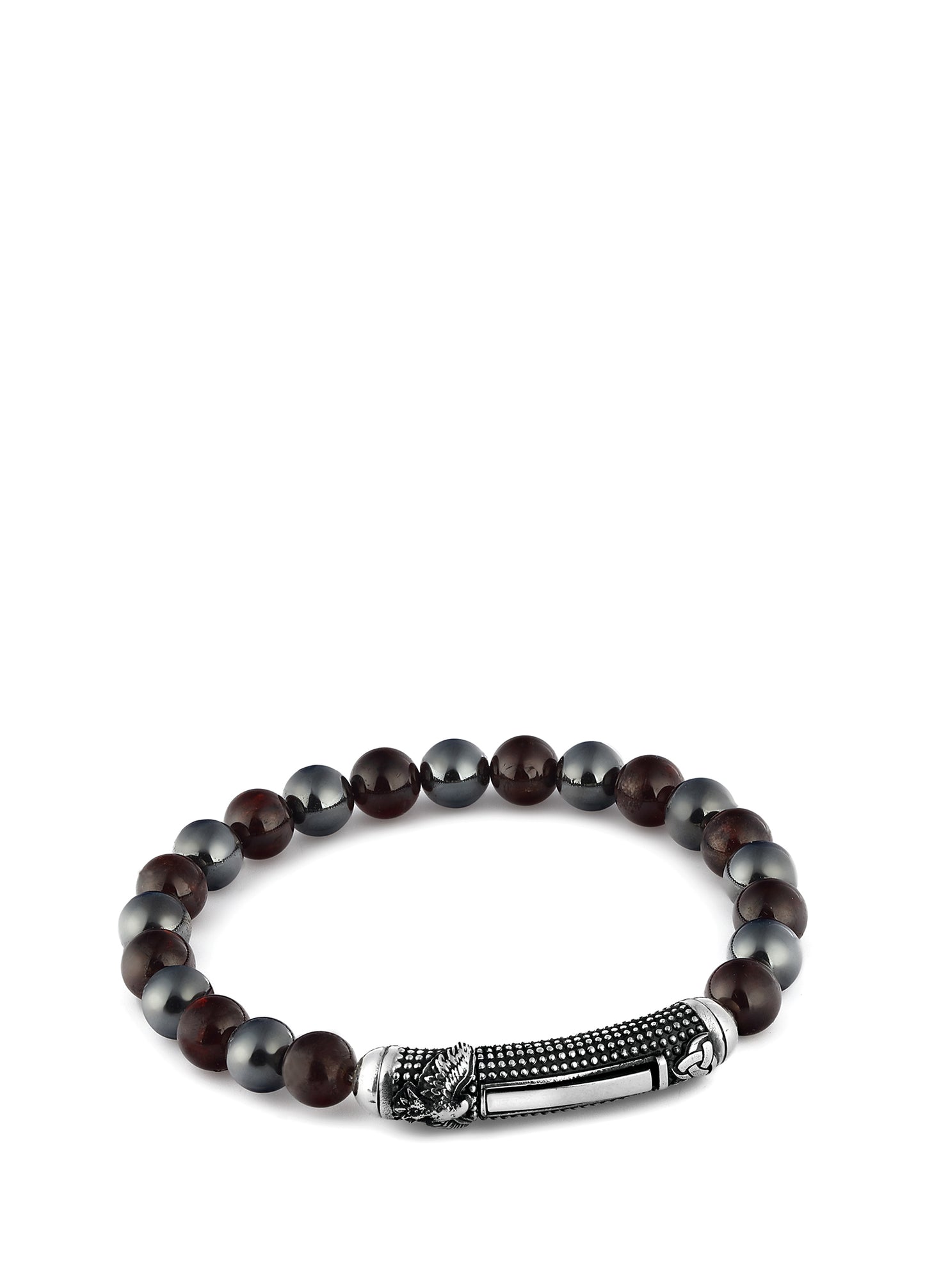 Men’s Smoke Grey Red Silver Bracelet