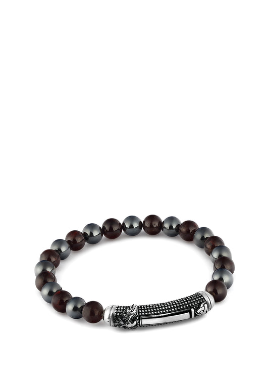 Men’s Smoke Grey Red Silver Bracelet