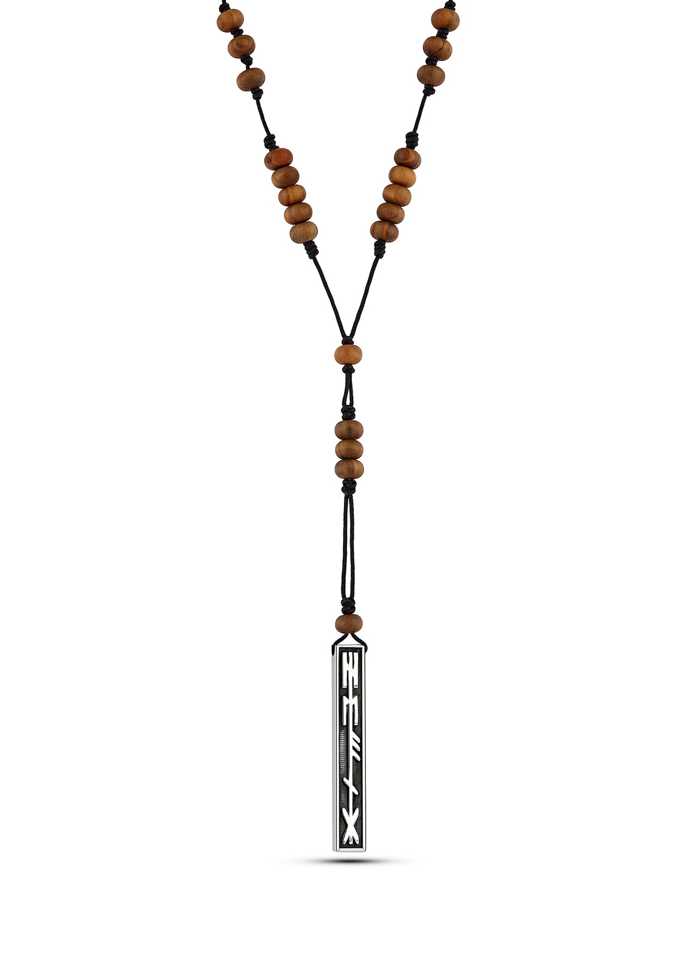 Men’s Healing Wood Bordo Silver Necklace