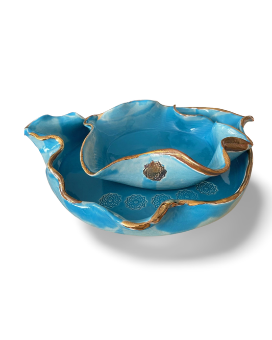 Lotus Plate Set of 2 Handmade Ceramic Decoration