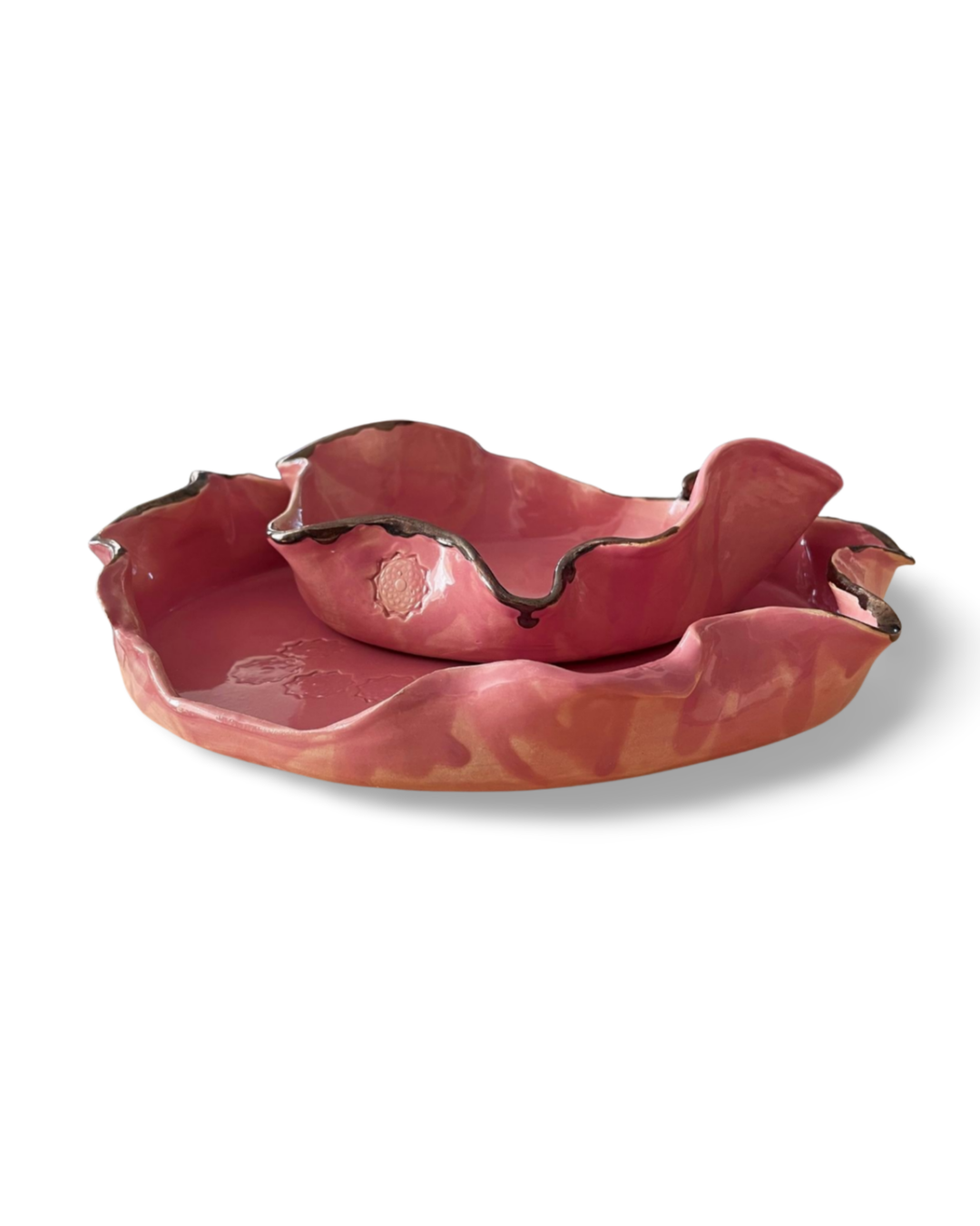 Lotus Plate Set of 2 Handmade Ceramic Decoration