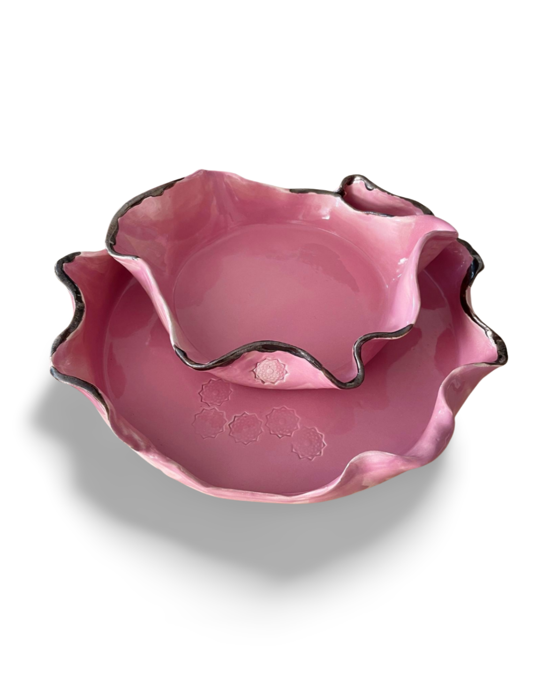 Lotus Plate Set of 2 Handmade Ceramic Decoration