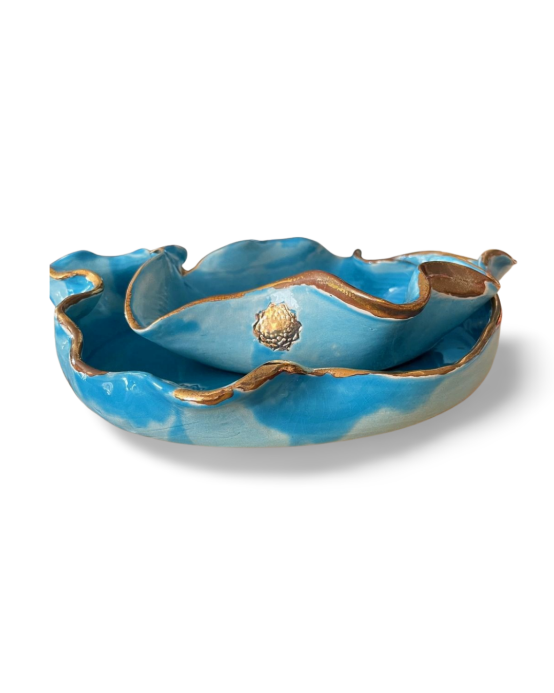 Lotus Plate Set of 2 Handmade Ceramic Decoration