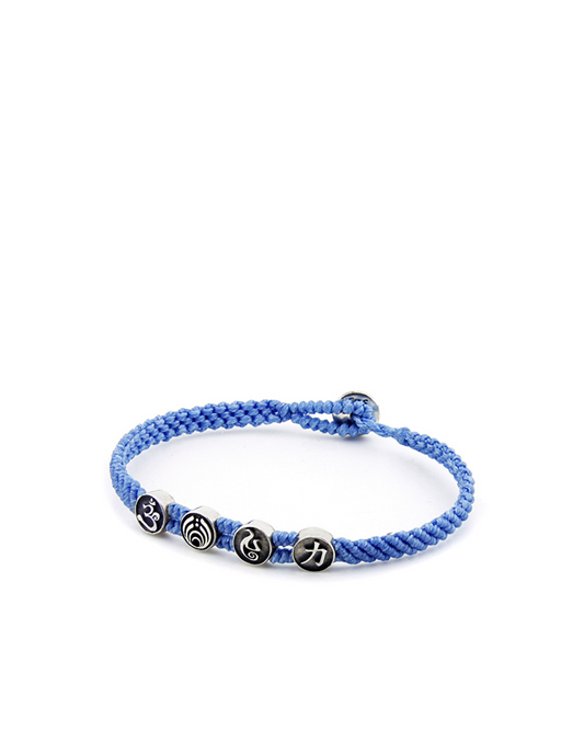 Strenght Symbols Flat Braided Silver Bracelet