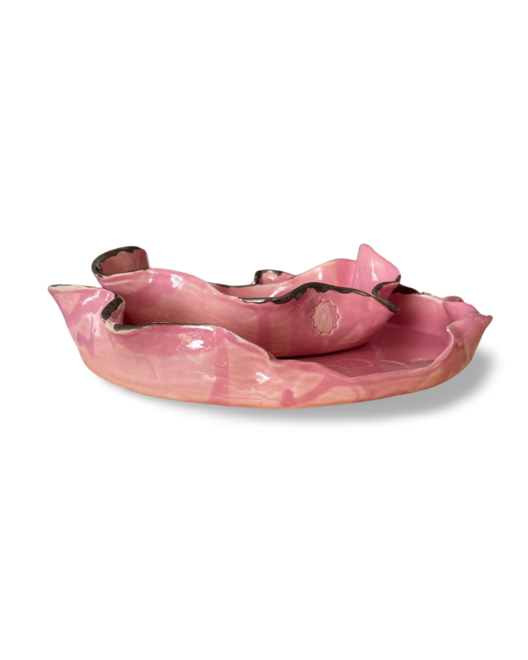 Lotus Plate Set of 2 Handmade Ceramic Decoration