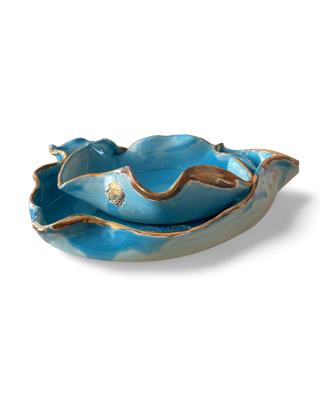 Lotus Plate Set of 2 Handmade Ceramic Decoration