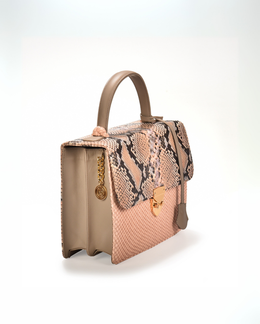 Alabama Italian Python Embossed Leather Handbag