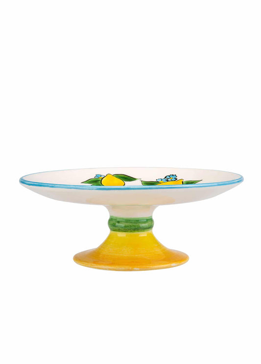 Amalfi Coast Handmade White Base Ceramic Cake Server (18 cm)