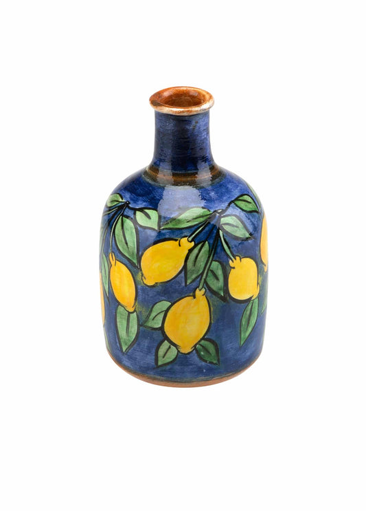 Amalfi Coast Handmade Cobalt Lemon Ceramic Mini Vase (15 cm)