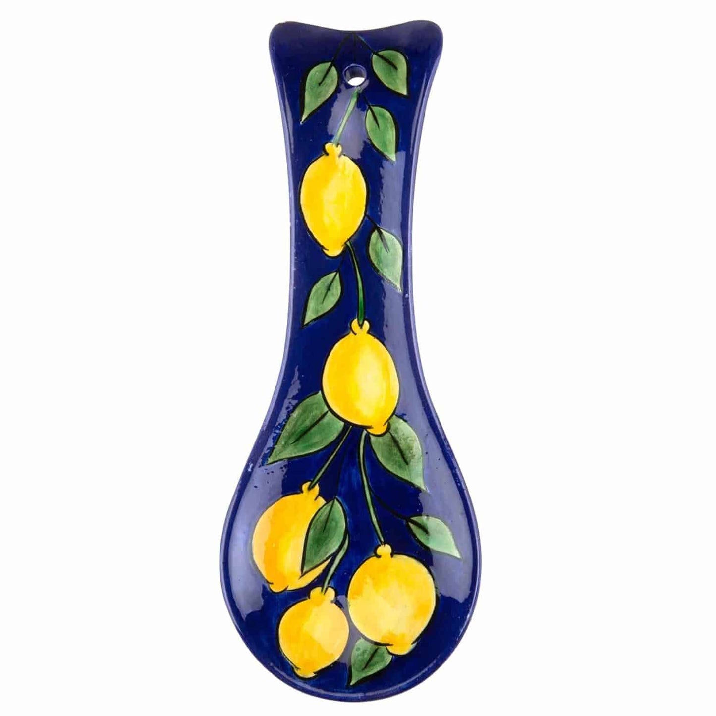 Amalfi Coast Handmade Cobalt Base Lemon Pattern Ceramic Spoon Holder (15 cm)