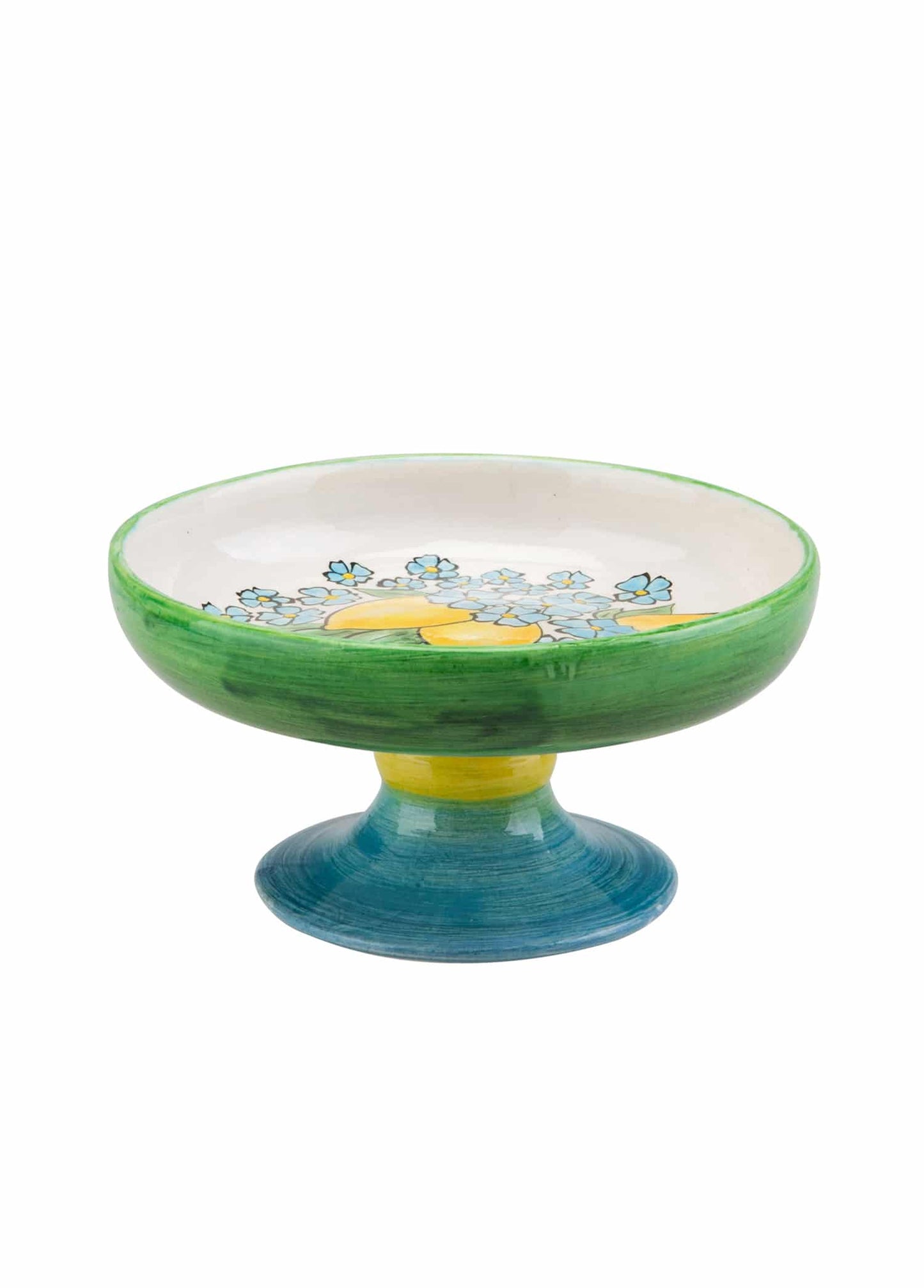 Amalfi Coast Handmade Green-Edged Ceramic Cake Stand (15 cm)