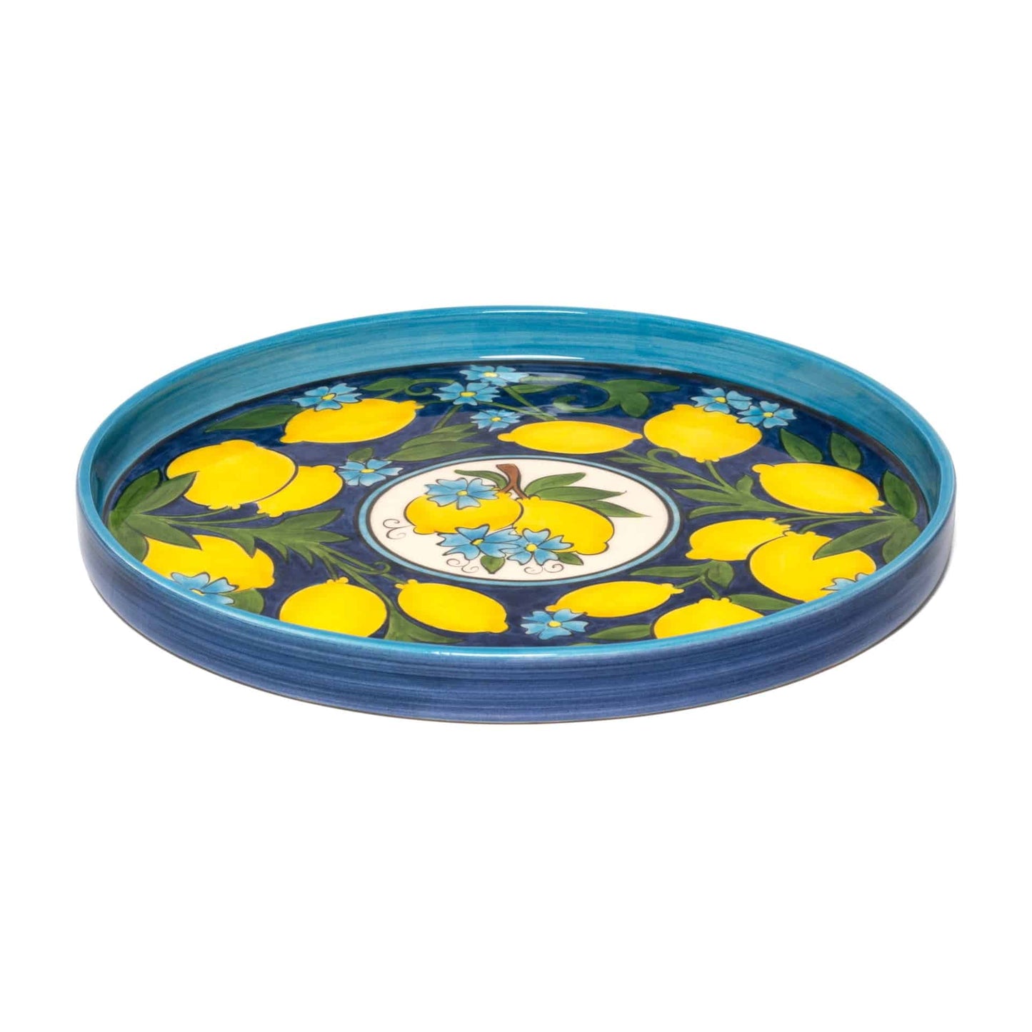 Amalfi Coast Handmade Cobalt Round Ceramic Tray