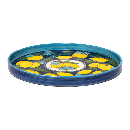 Amalfi Coast Handmade Cobalt Round Ceramic Tray