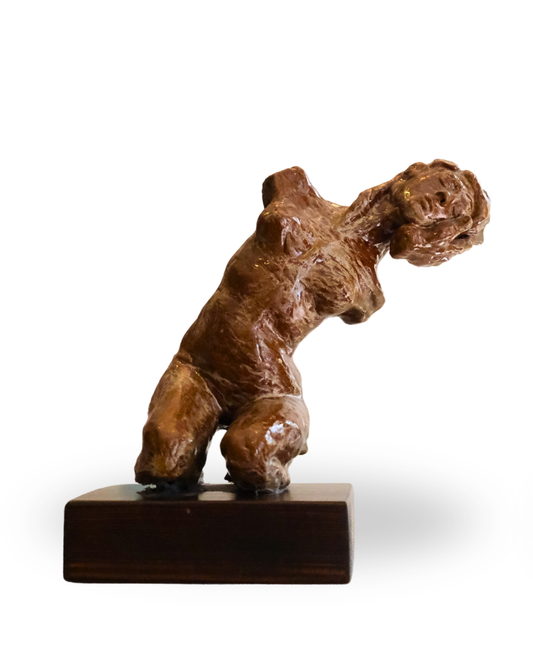 Atlas Rising Handmade Brown Figure Sculpture