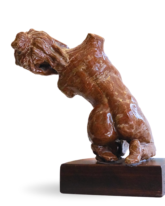 Atlas Rising Handmade Brown Figure Sculpture