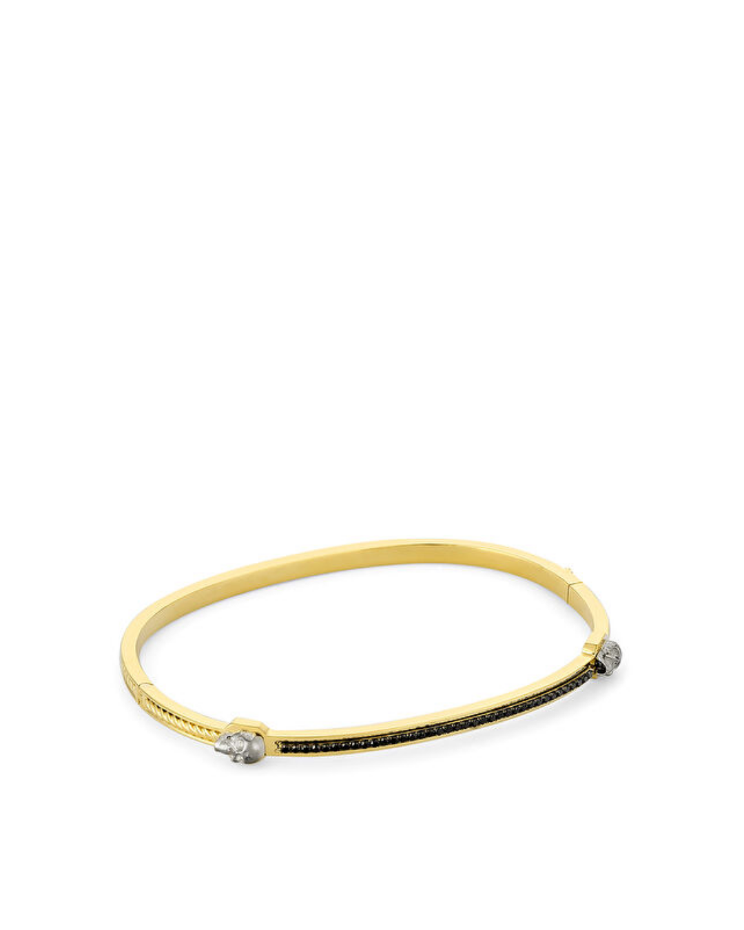 Bangle Skull Black Diamond 14K Gold Bracelet