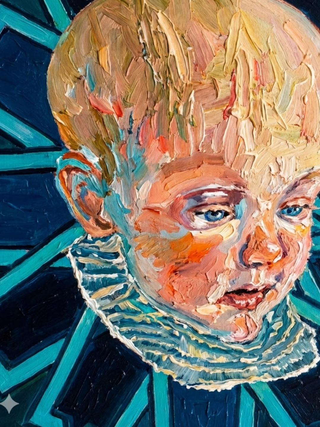 Blue Baby 90×90cm Figurative Expressionism Surrealism Oil Painting