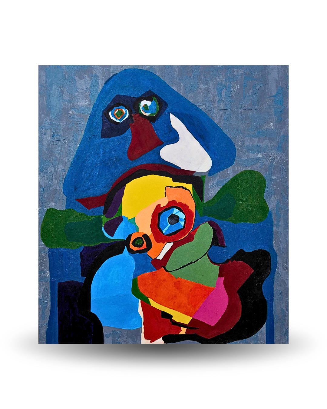 Blue Monster and Her Baby 120×120cm Abstract Expressionism