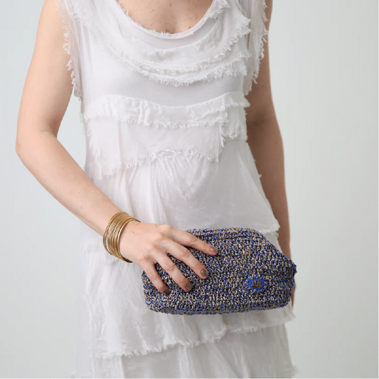 Camille In Natural/Atlatic Blue Raffia