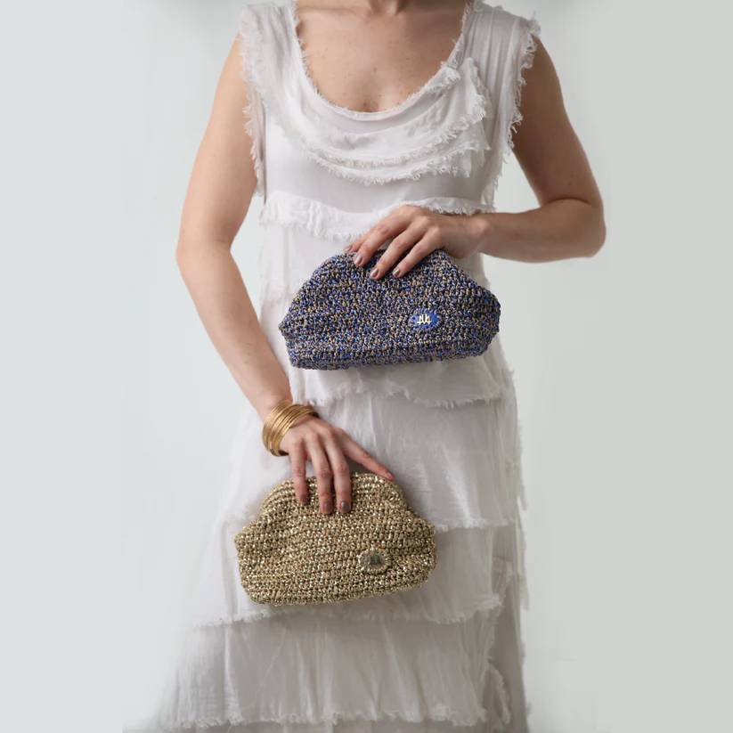 Camille In Natural/Atlatic Blue Raffia