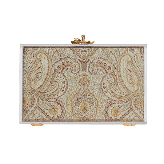 Costes In Grey Paisley Print Silk Jacquard