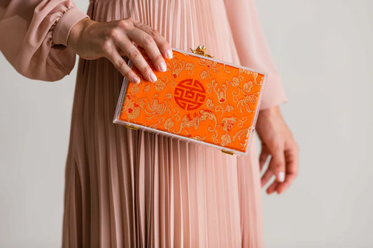 Costes In Orange Floral Print Silk Jacquard