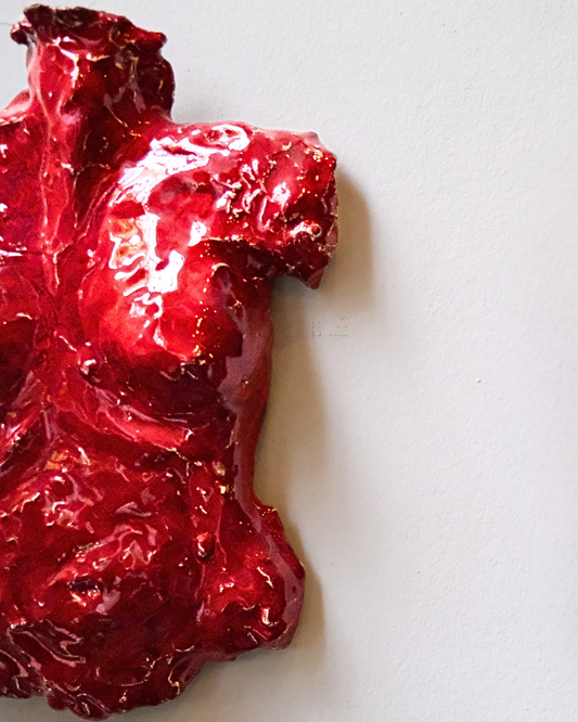 Crimson Torso Handmade Red Bust Wall Sculpture