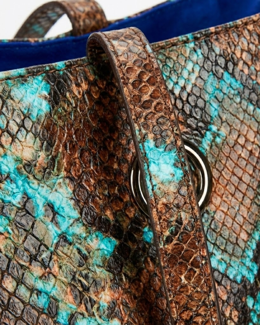 Dakota Italian Python Embossed Leather Handbag