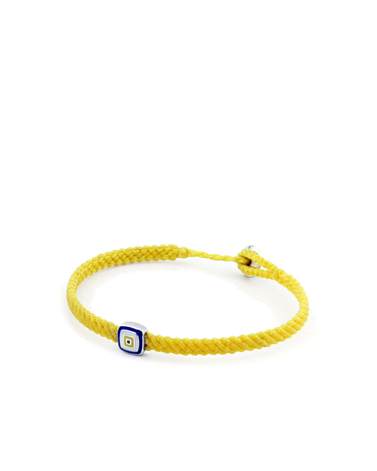 Evil Eye Square Makrame Men’s Silver Bracelet