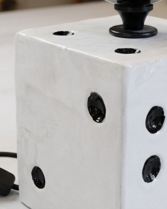 Fortuna Dice Handmade White Ceramic Lamp