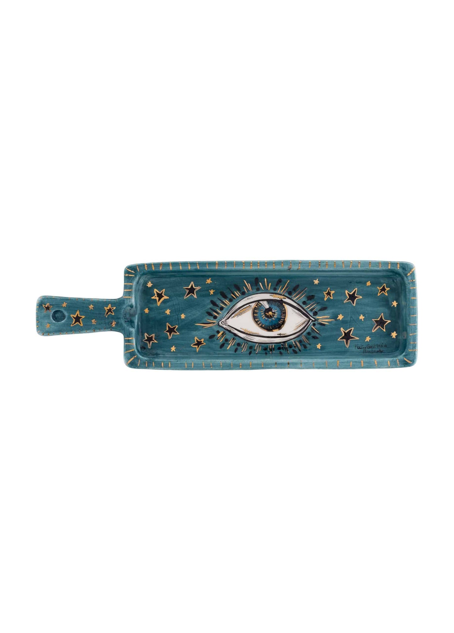 Inner Eye Handmade Blue Eye Long-Handled Ceramic Tray (30 cm)