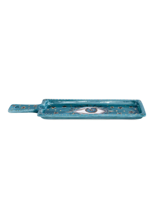 Inner Eye Handmade Blue Eye Long-Handled Ceramic Tray (30 cm)