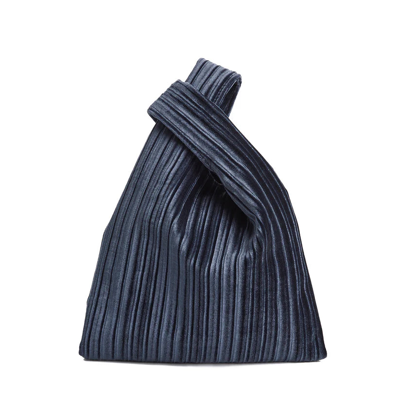 Jade Mini Knot Bag In Blue Grey Corduroy Velvet