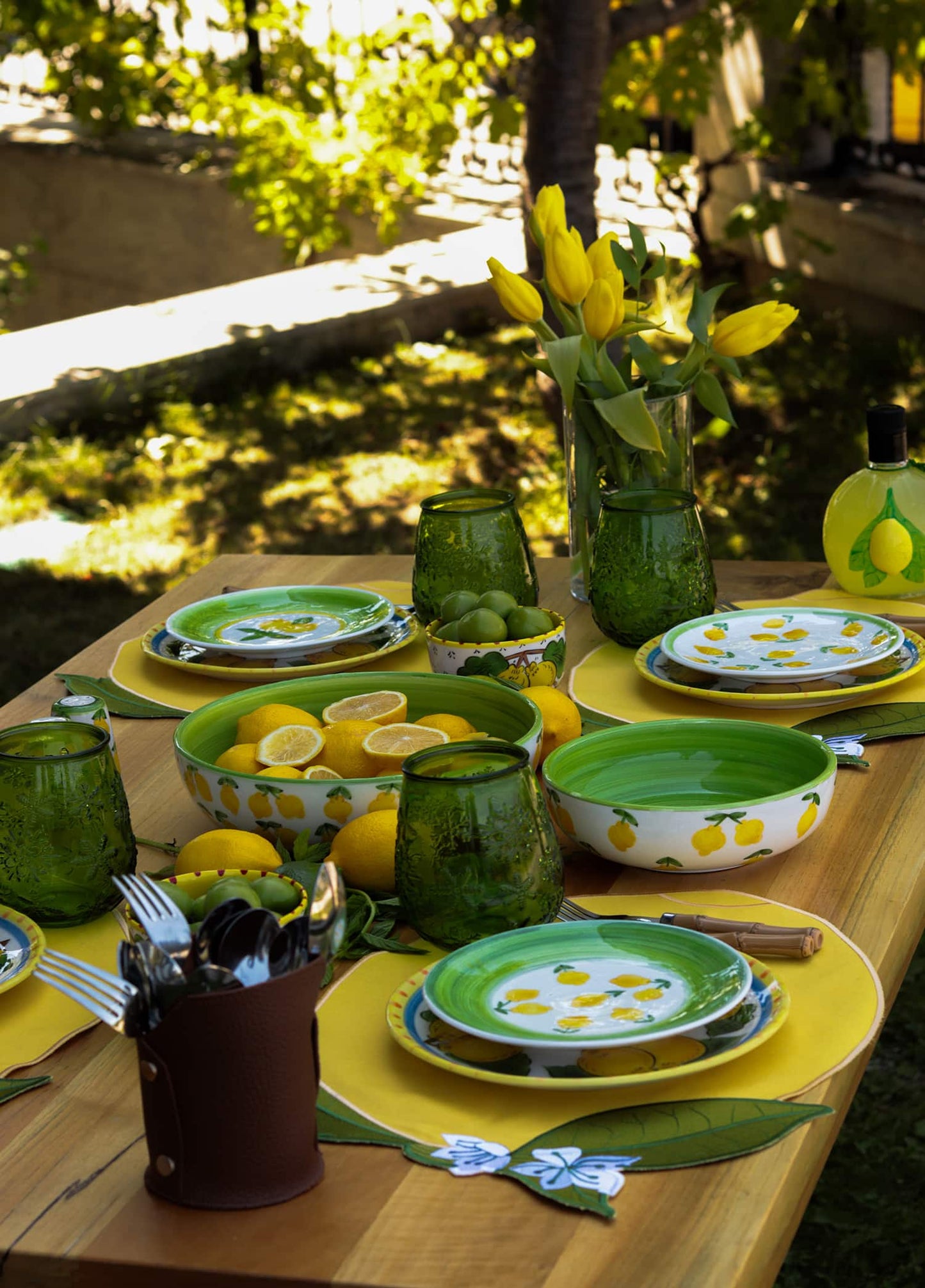 Lemon Splash Handmade Ceramic Green Cake Plate 18 cm