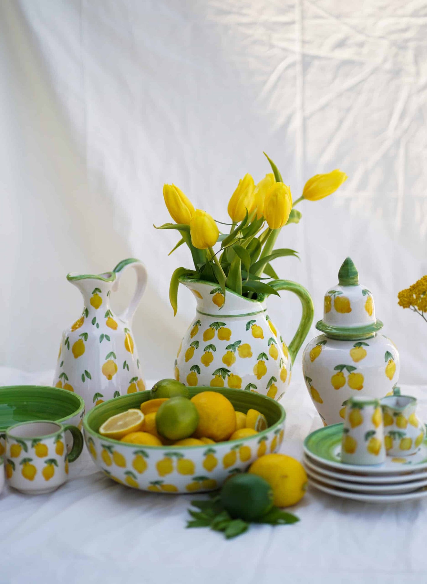 Lemon Splash Handmade Ceramic Green Cake Plate 18 cm