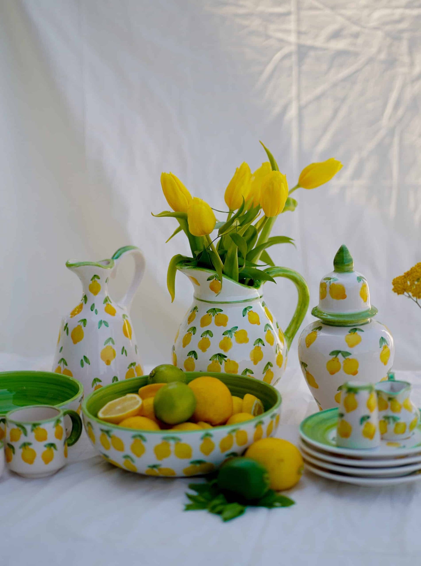 Lemon Splash Handmade Ceramic White Cake Plate 18 cm