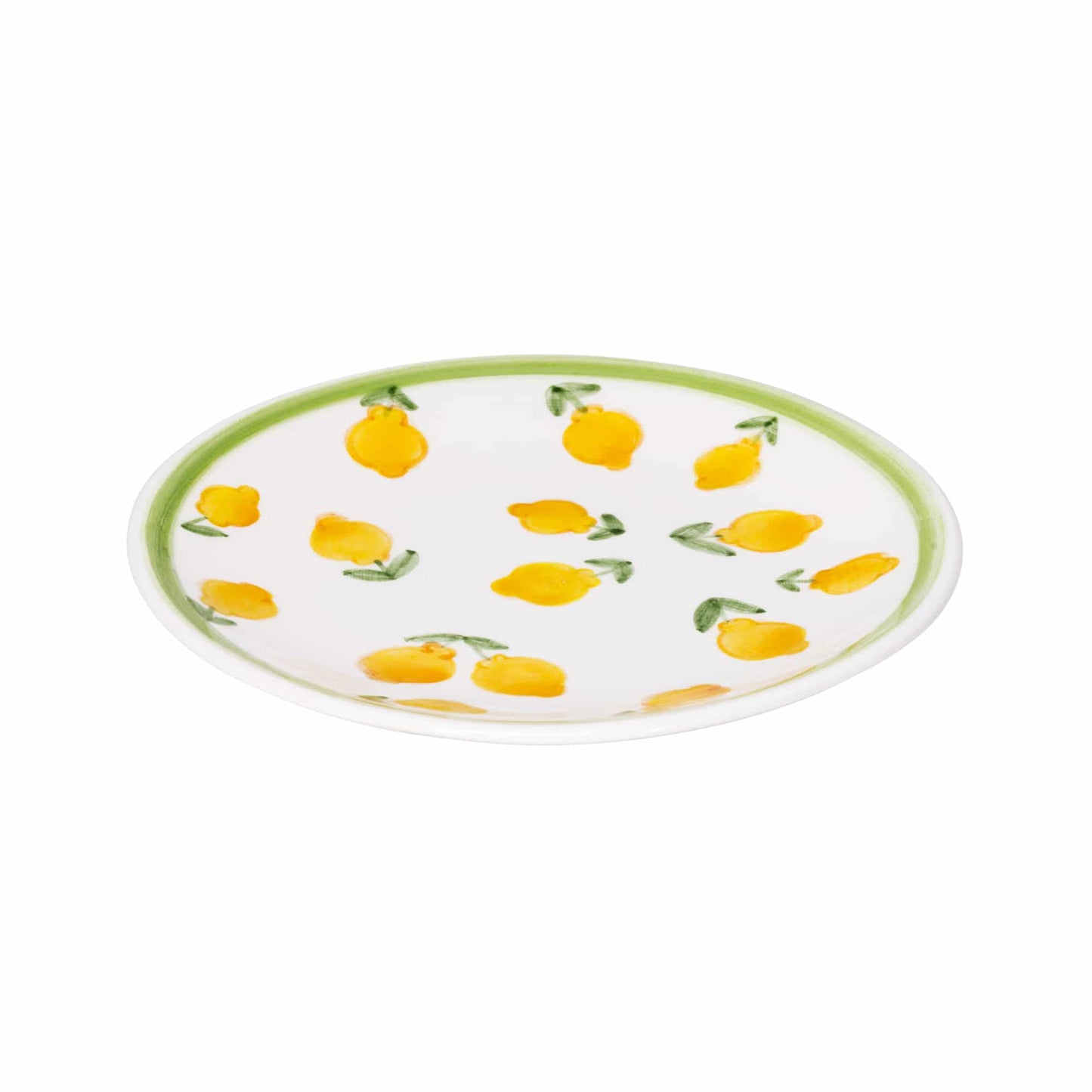 Lemon Splash Handmade Ceramic White Cake Plate 18 cm