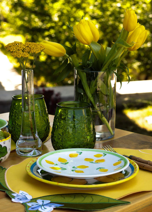 Lemon Splash Handmade Ceramic White Cake Plate 18 cm