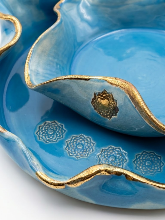 Lotus Plate Set of 2 Handmade Ceramic Decoration