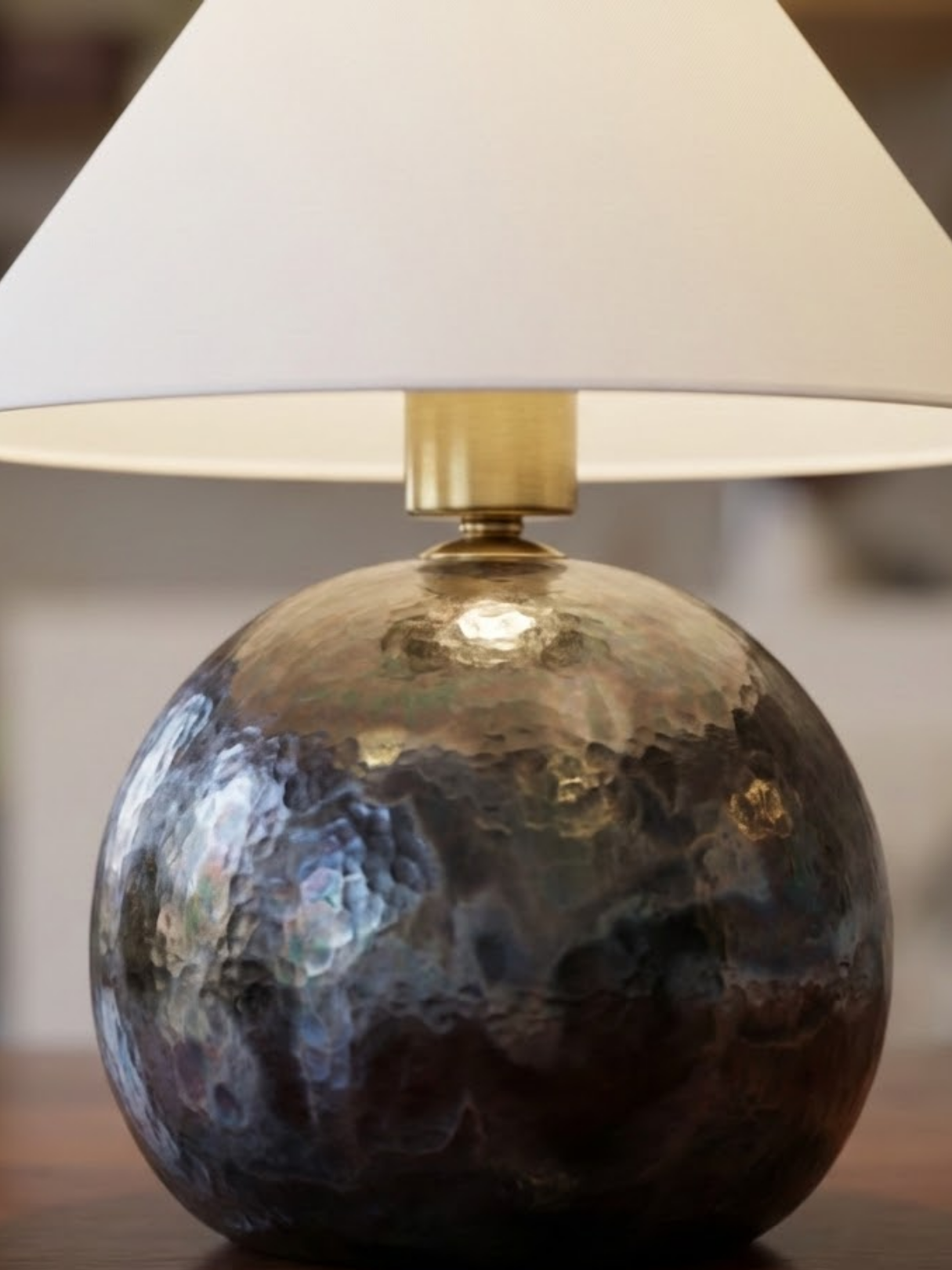 Luna Cone Handmade Black Ceramic Lamp