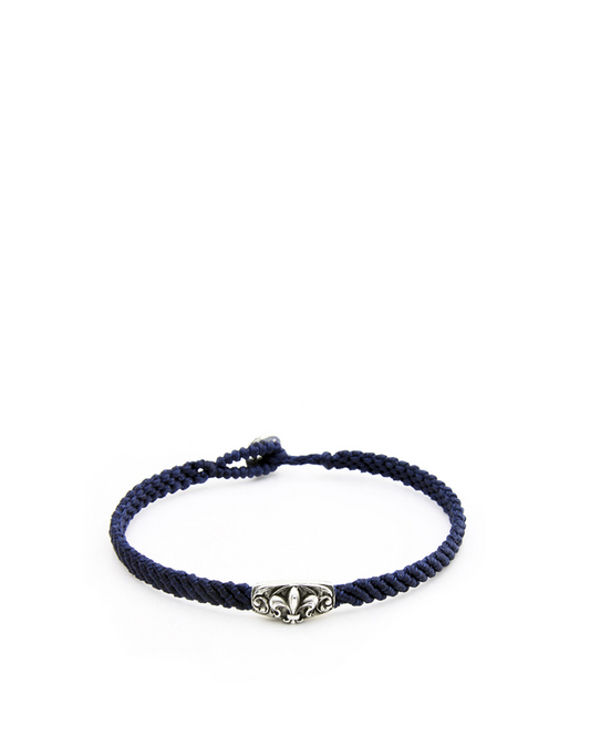 Makrame Fleur De Lis Disc Men’s Silver Bracelet