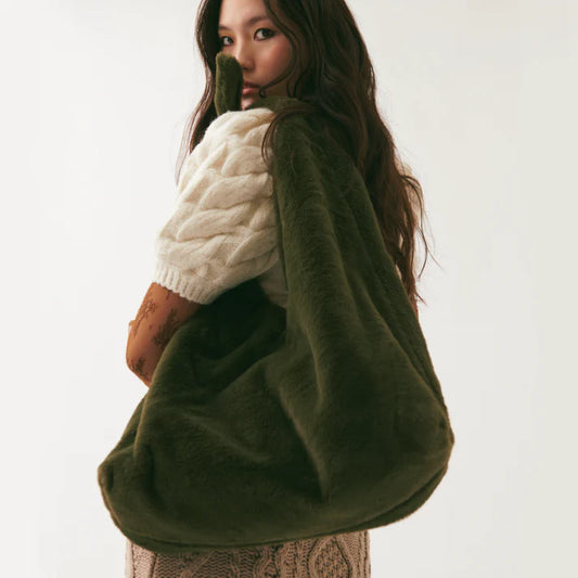 Maxi Ritz In Khaki Faux Fur