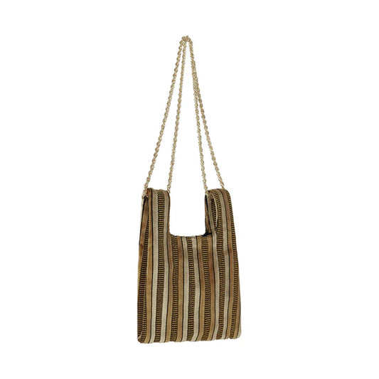 Micro Ines In Gold-Striped Velvet