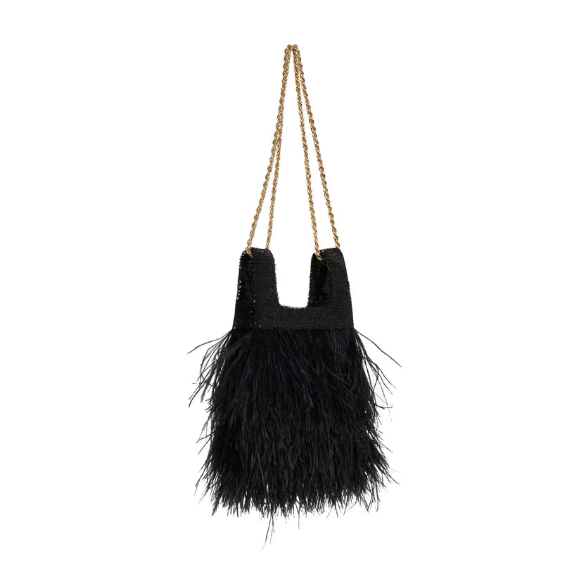 Micro Ines In Black Sequin With Feather