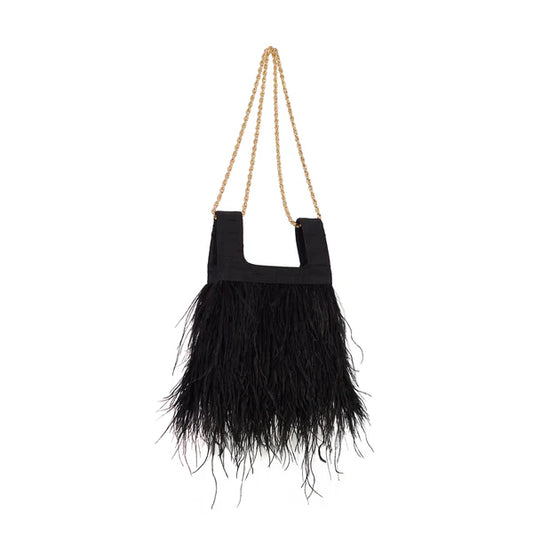 Micro Ines In Black Silk With Feather